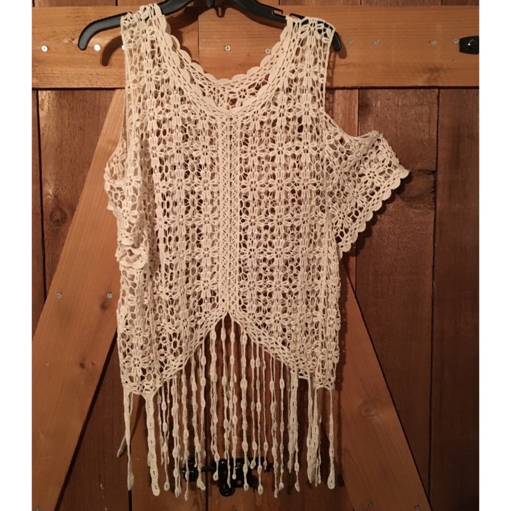 Crochet Blouse with Cold shoulder sleeves.